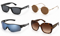 Cuatro modelos de gafas de sol con monturas clásica, redonda, deportiva y de gran tamaño